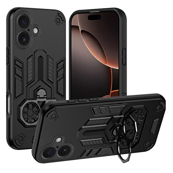 Mobilskal till iPhone 17 Ringhållare Kickstand Shockproof - Svart Svart