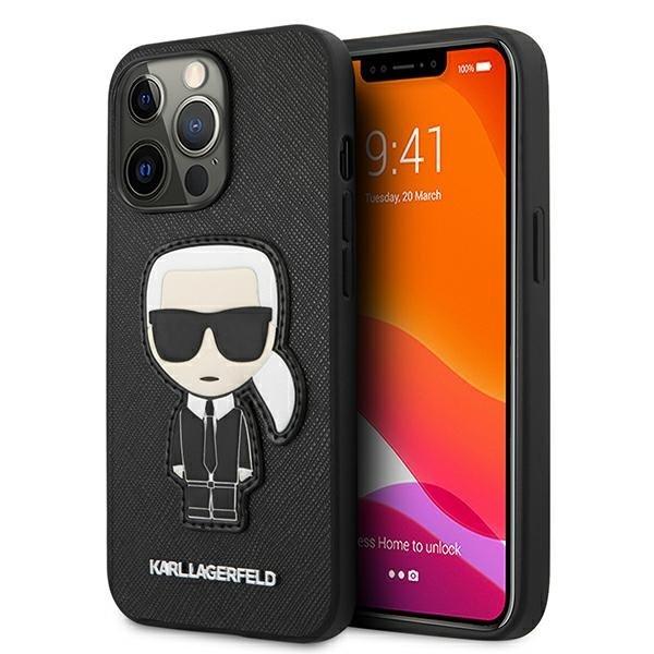 Karl Lagerfeld Saffiano Iconic Karl`s Patch Cover iPhone 13 Pro / Black
