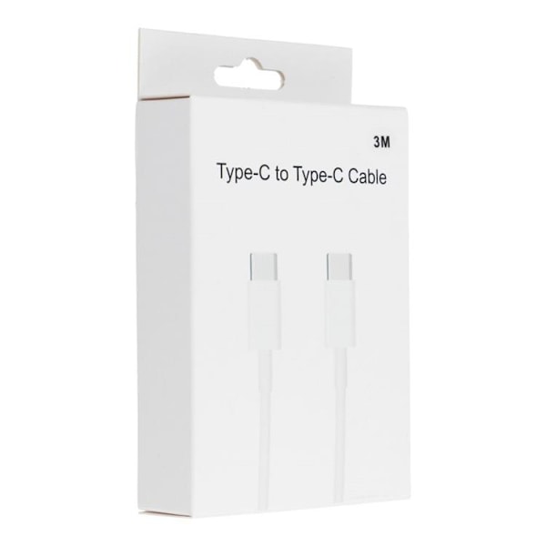 USB-C till USB-C kabel 3m 60W HD-Box - Vit Vit