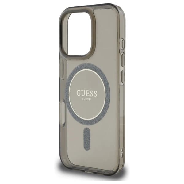 Guess Telefontaske til iPhone 16 Pro MagSafe IML Glitter Circle - Sort Black