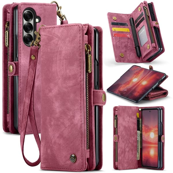 CASEME Galaxy Z Fold 7 Plånboksfodral Med Rem - Röd Röd
