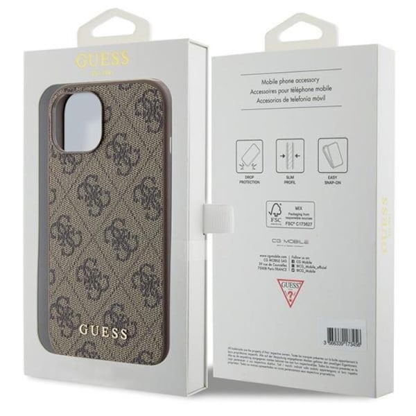 Guess iPhone 15 Mobilskal Metall Gold Logo - Brun