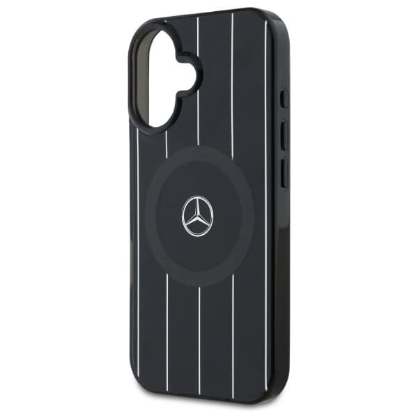 Mercedes telefontaske til iPhone 16 MagSafe MB krydsede linjer - sort Black