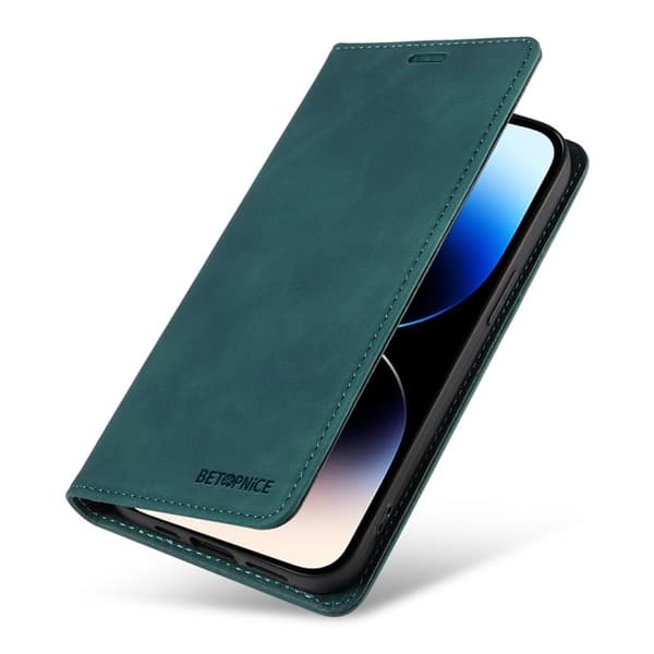 BETOPNICE 003 iPhone 14 Pro Max Plånboksfodral Konstläder - Grön