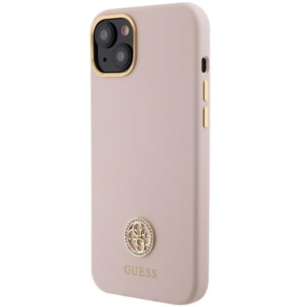 Guess iPhone 15 Mobile Cover Silicone Logo Strass 4G - vaaleanpunainen
