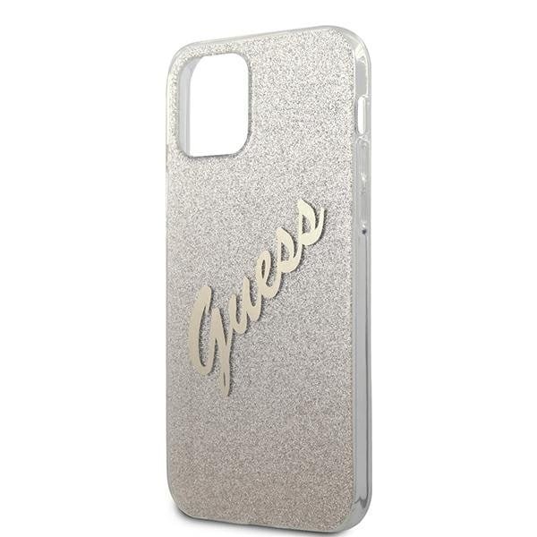 Guess iPhone 12 Pro Max Skal Glitter Gradient Script - Guld Gul