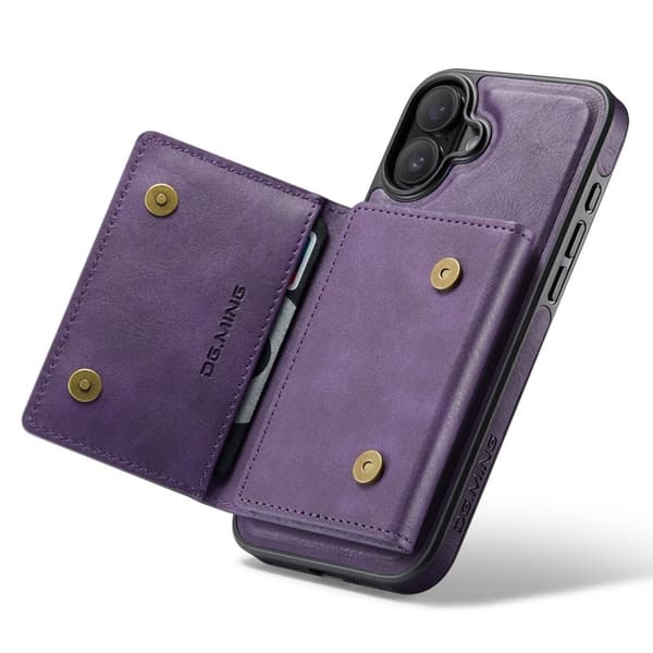 DG.MING M5 Series Mobilskal till iPhone 16 Plus Konstläder Magnetiskt Lila