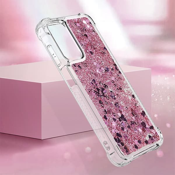 Mobilskal till Galaxy A17/A26 Glitter Quicksand TPU - Roséguld Rosa