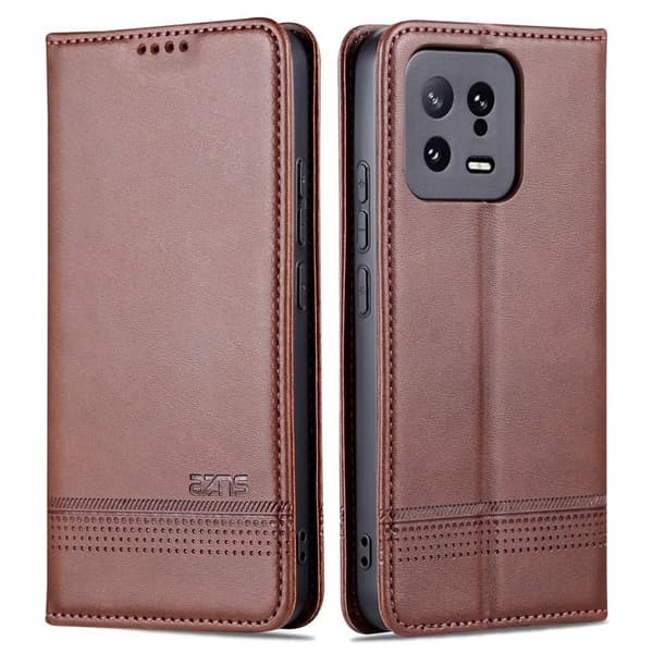 AZNS Xiaomi 13 5G Flip Plånboksfodral Konstläder - Brun