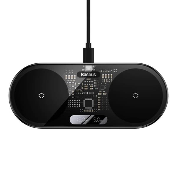 Baseus Trådlös Laddare Digital LED Display 20W - Musta Black