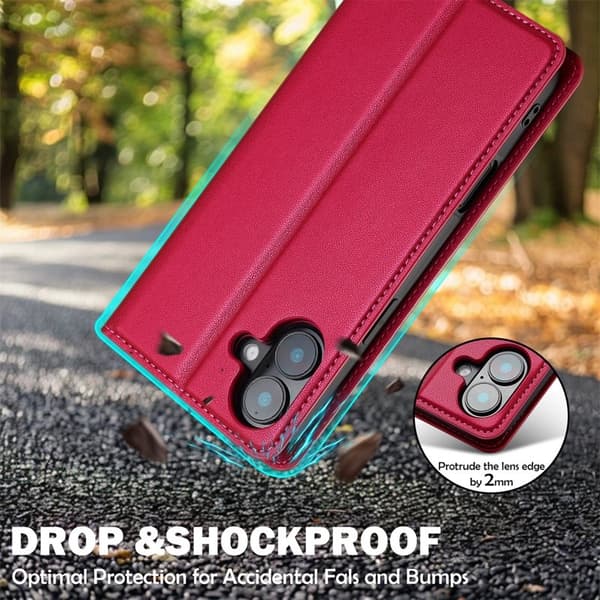 LC.IMEEKE L1 Series iPhone 17 Plånboksfodral Konstläder - Röd Röd