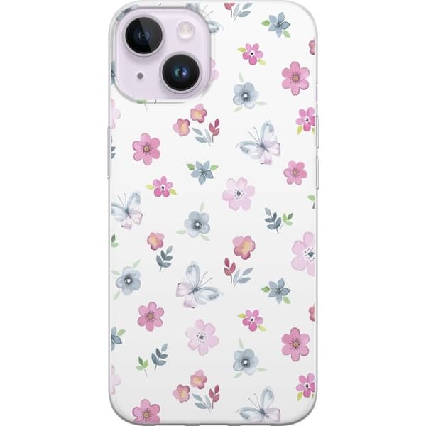 Taske til Apple iPhone 14 med blomster og sommerfugle
