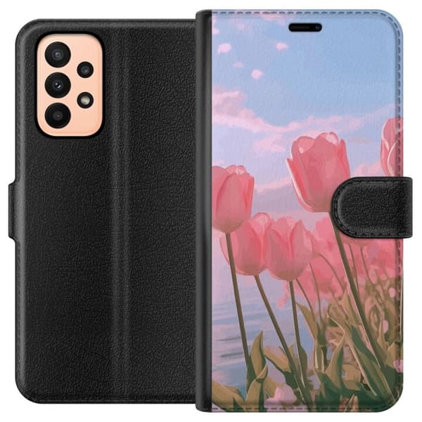 Plånboksfodral till Samsung Galaxy A23 med Rosa Tulpaner