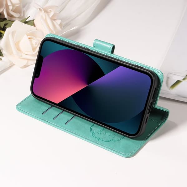 Samsung Galaxy S26 Edge Plånboksfodral Konstläder Blomtryck Ställ - Grön