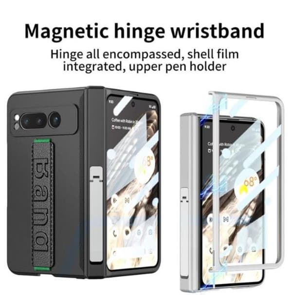 GKK Google Pixel Fold Mobilskal Wristband Kickstand Carbon - Sort Black