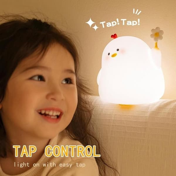 LED Nattlampa Tryck Chicken Art Deco - Vit Vit
