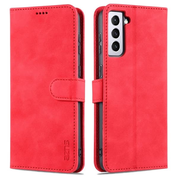 AZNS Samsung Galaxy S24+ Plånboksfodral Shockproof Konstläder - Röd