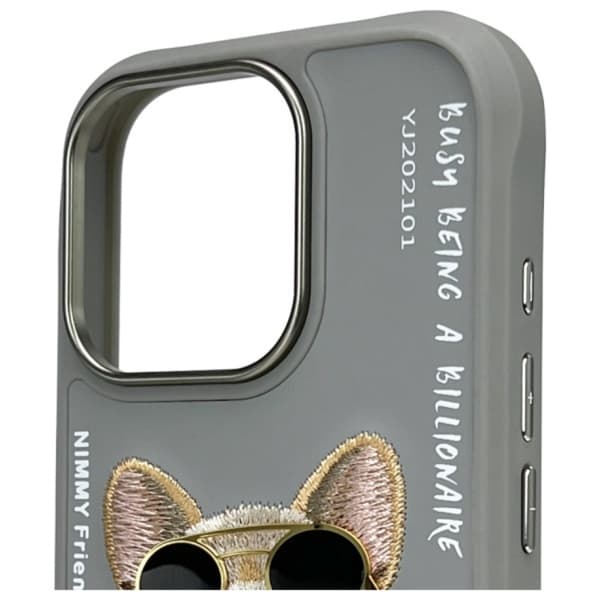 Nimmy Telefontaske til iPhone 16 Pro Max Briller Cool Dog - Grå Grå