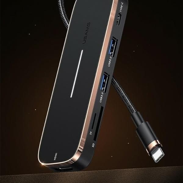 USAMS Adapter Hubb 3xUSB-A USB-C HDMI - Svart Svart