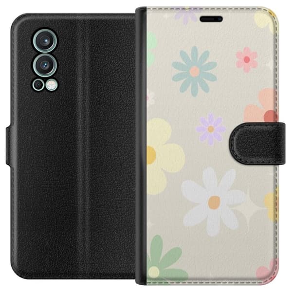 OnePlus Nord 2 5G tegnebogsetui med fejede blomster