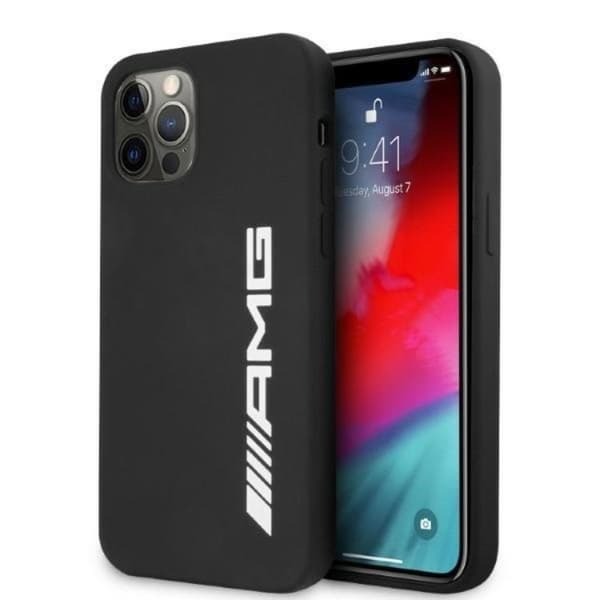 AMG iPhone 12 Pro Max -puhelinkuori, silikoni, iso logo - Musta Black