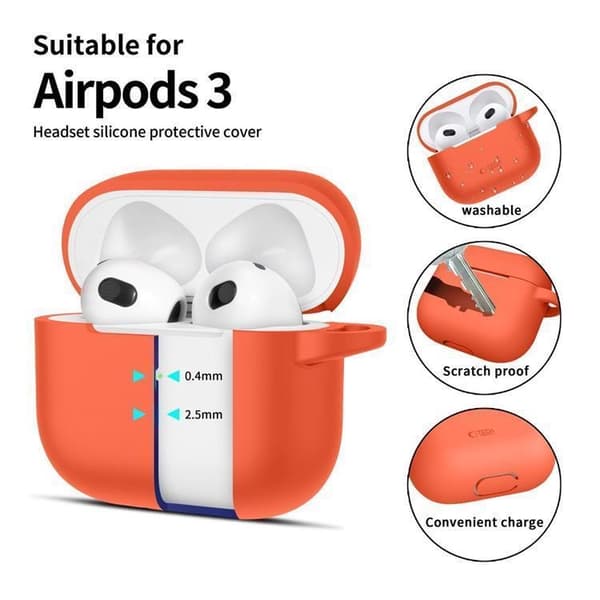 Tech-Protect Apple Airpods 3 Etui Silikone Krog - Neon Orange Orange