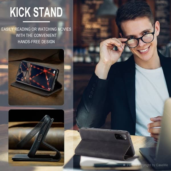 CASEME 013 Series Konstläder Plånboksfodral till Samsung Galaxy S20 FE - Svart