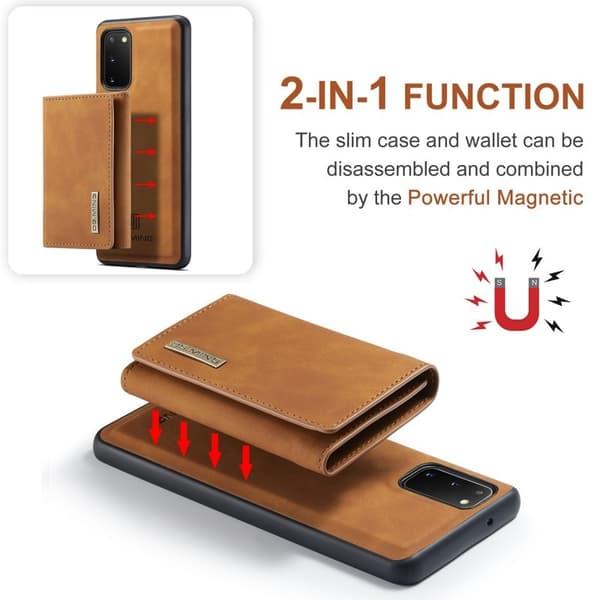 DG.MING 2-in-1 Plånboksfodral med Magnet för Samsung S20 - Brun
