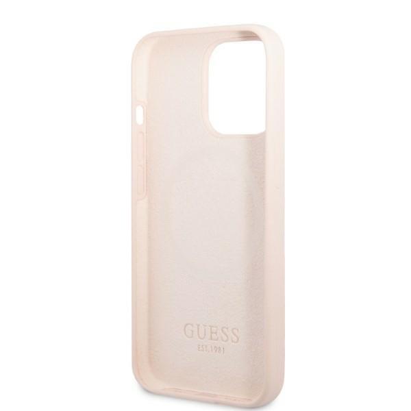 Guess iPhone 13 Pro Max Skal MagSafe Silicone Logo Plate - Rosa