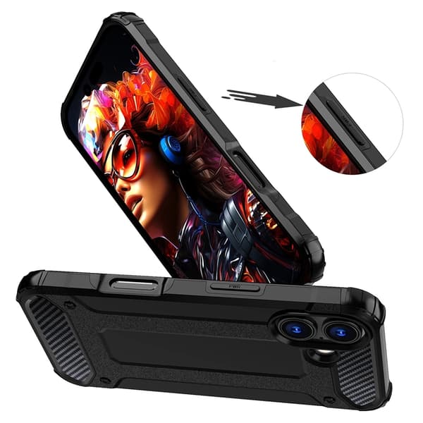 iPhone 17 Hybrid Armor Telefontaske - Sort Svart