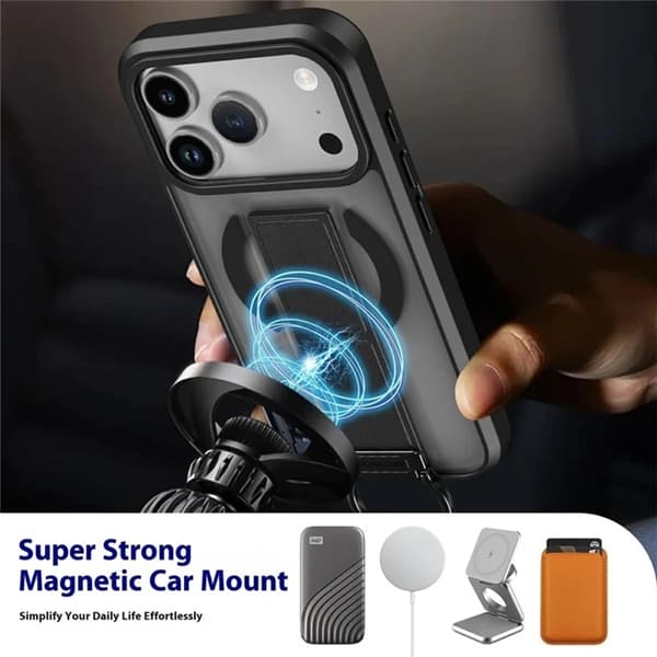 Mobilskal till iPhone 17 Pro Max Magsafe D-Ring Kickstand Svart