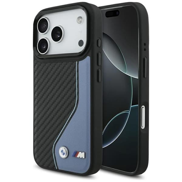 BMW Telefontaske til iPhone 17 Pro MagSafe M Carbon Logo - Blå Blå