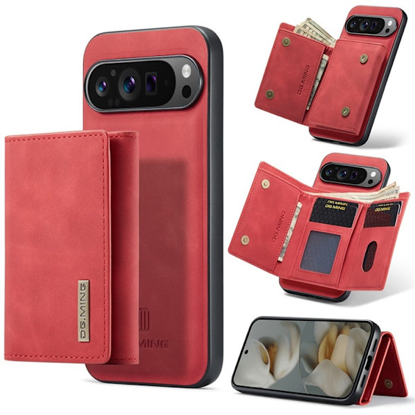 DG.MING Google Pixel 10 Pro XL Plånboksfodral Detatchable M1 Röd