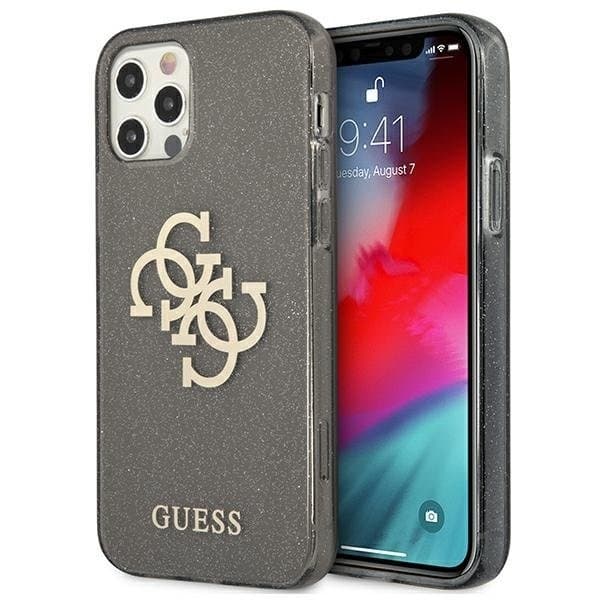 Guess iPhone 12 Pro Max Skal Glitter Logo - Musta Black