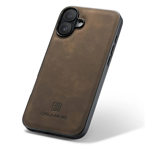 DG.MING Mobilskal till iPhone 16 Plus Hybrid Läder - Brun