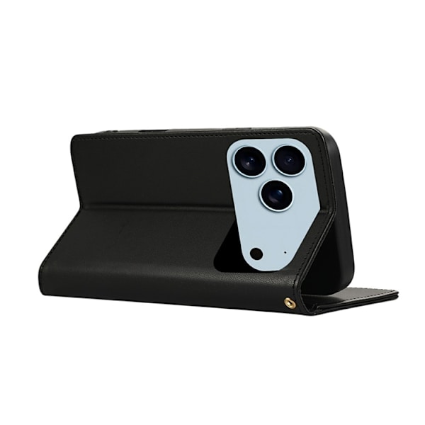 iPhone 17 Pro Max Plånboksfodral RFID Rhombus Läder - Svart Svart