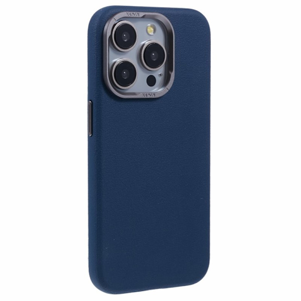 X-LEVEL Mobilskal till iPhone 14 Pro Slim PU Läder Hård PC Blå