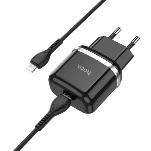 Hoco Väggladdare USB-C Med UAB C Till Lightning Kabel  - Svart