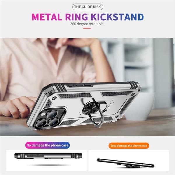Mobilskal till iPhone 16 Pro Max Anti-drop med Kickstand - Silver Silver