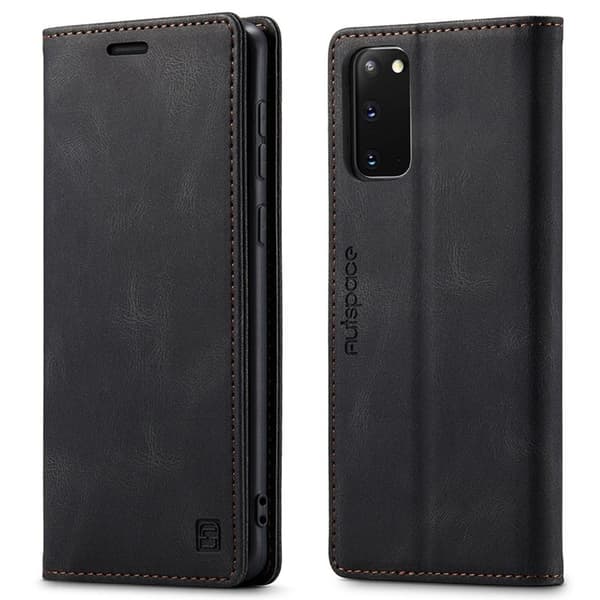 AUTSPACE A01 Plånboksfodral för Samsung Galaxy S20 Konstläder - Svart