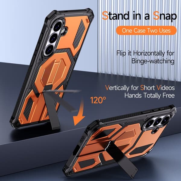 Mobilskal för Samsung Galaxy S26 Plus Magnetiskt TPU + PC Kickstand - Orange