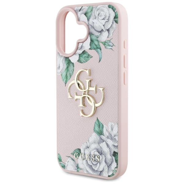 Guess Mobilskal till iPhone 16 Grained Roses Big 4G logo - Rosa Rosa