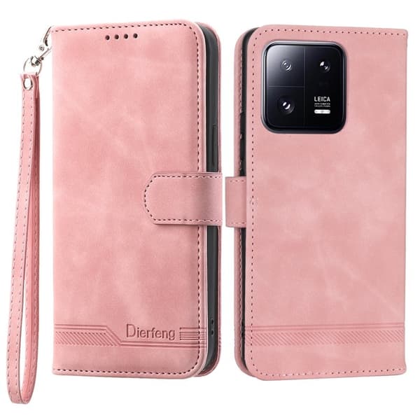 DIERFENG DF-03 Plånboksfodral för Xiaomi 13 Pro 5G - Konstläder - Rosa