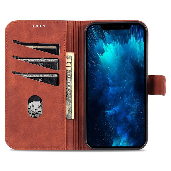 AZNS iPhone 16 Pro Max Plånboksfodral Konstläder - Brun