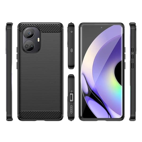 Realme 10 Pro Skal Silicone Carbon - Svart