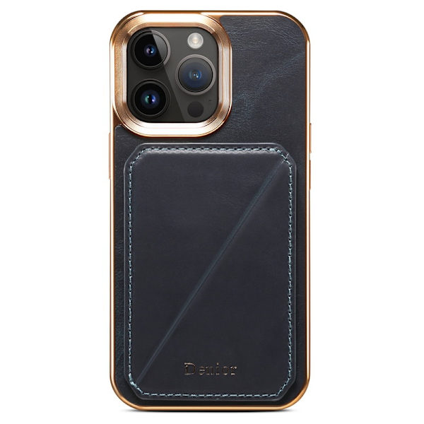 DENIOR Mobilskal till iPhone 14 Pro Max Äkta Läder TPU+PC Blå