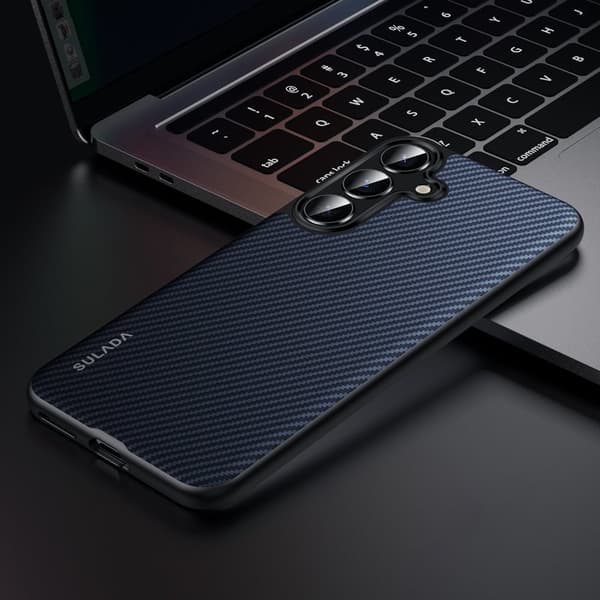 SULADA Mobilskal till Galaxy S25+ MagSafe Metallram PU+TPU Blå