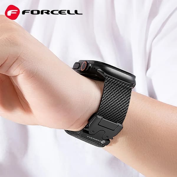 Forcell Apple Watch (38/40/41) Armbånd Rustfrit Stål - Sort Svart