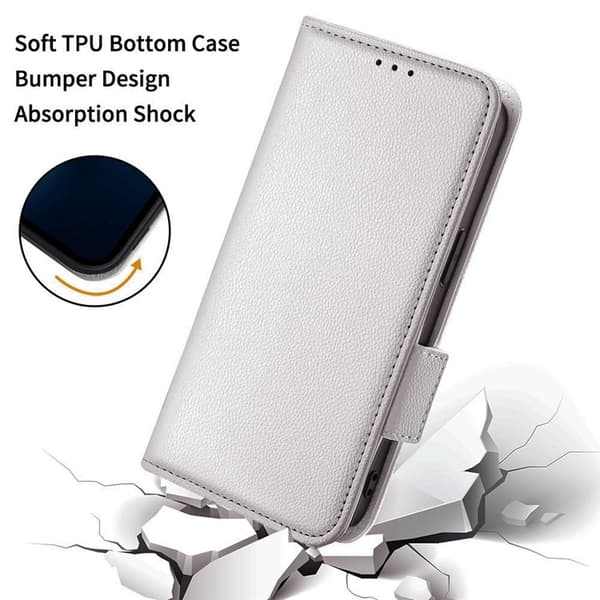 Sony Xperia 1 VII Plånboksfodral Litchi Texture Med Rem - Vit Vit