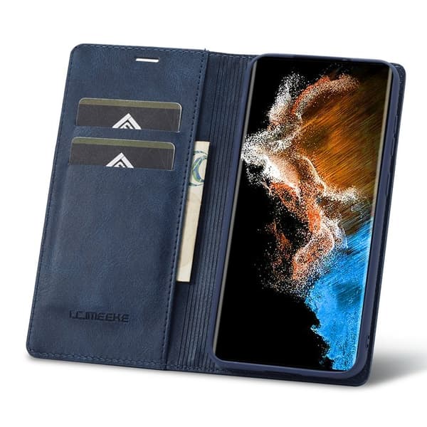 LC.IMEEKE Samsung Galaxy S23+ Plånboksfodral Konstläder - Blå